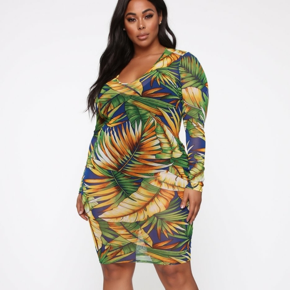 Fashion nova Tropical Print Coverup Dress (M) - Picture 9 of 14